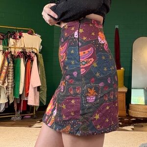 Anthropologie Multicolor Quilted Patterned Mini Skirt